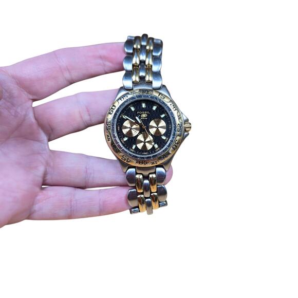 Fossil blue BQ-8774 Gold Silver Mens Watch Y2K Classic Watch Water Resistant - Picture 3 of 8